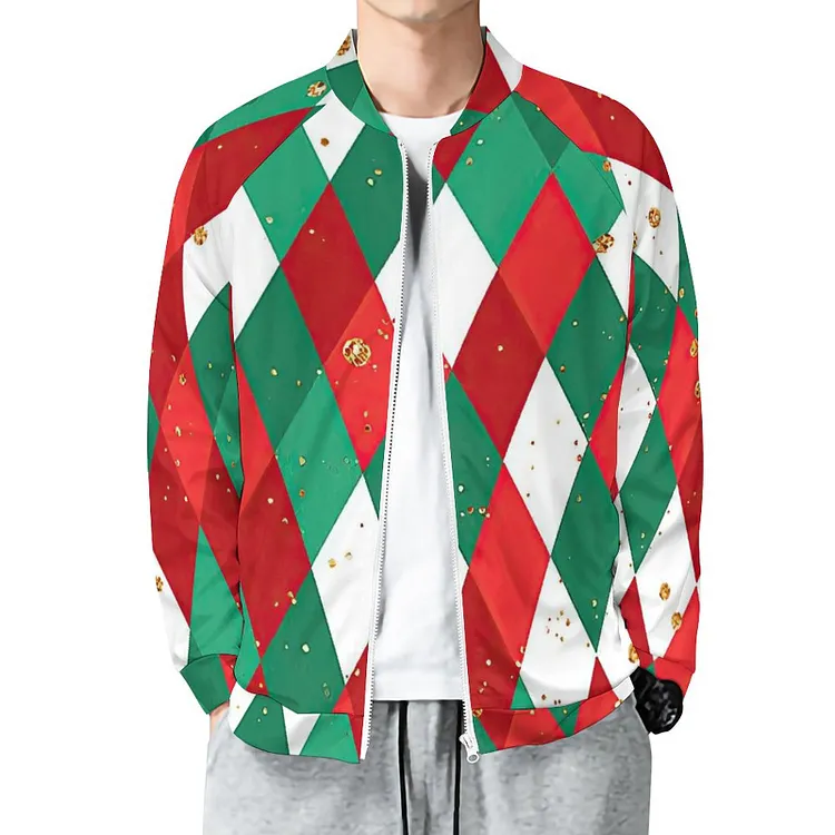 Personalized Design Men's WY10 Crew Neck Zipper Shirt Christmas