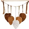 Boho Floating Shelves for Wall Decor with Wood Shelves & Macrame Leaf Floating Storage Display Shelving No Drilling for Bathroom Bedroom Office Living Room Dorm