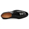 Handmade Men'S Captoe Leather Oxford Shoes Black