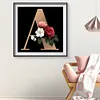 Flower Alphabet A - Full Round Diamond Painting 30*30cm