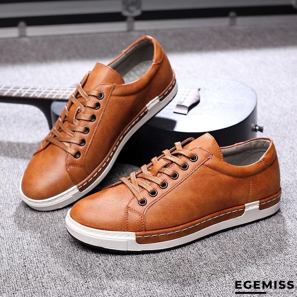 Casual Shoes Men Fashion Vintage Shoes Brown Brand Male Shoes Genuine Leather Men's Leisure Shoes | EGEMISS