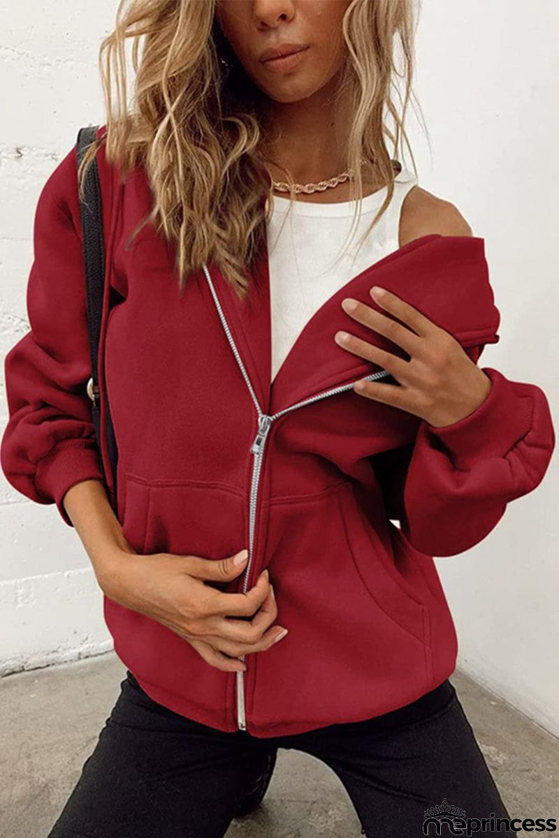 Casual Sportswear Solid Pocket Hooded Collar Outerwear