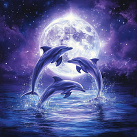 Moonlit Dolphins - Diamond Painting