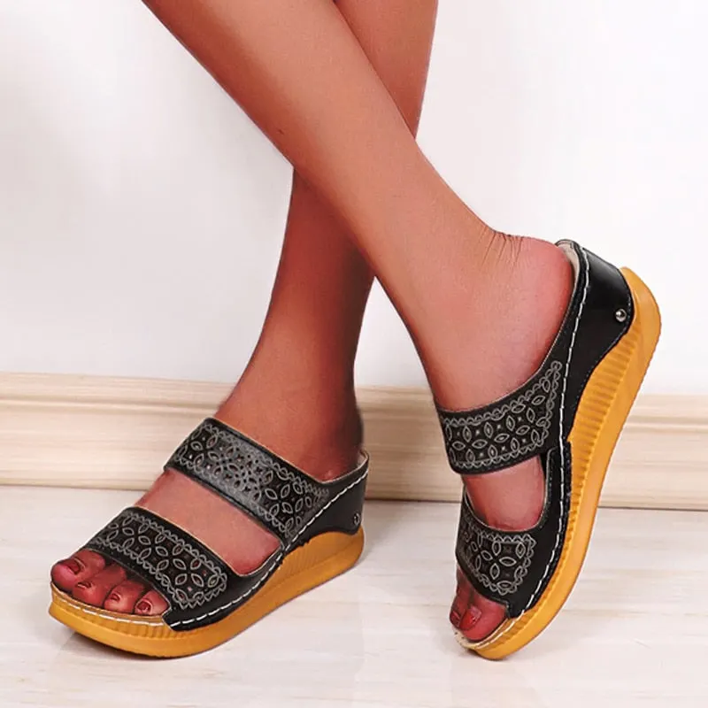 2022 Sandals Women Comfortable Open Toe Beach Sandals Women Shoes Outdoor Female Slippers Slip On Wedge Sandals Footwear Slides
