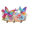 (US Local)Wooden Special Shaped Rainbow Butterflies Flowers Diamond Art Craft Wall Hooks