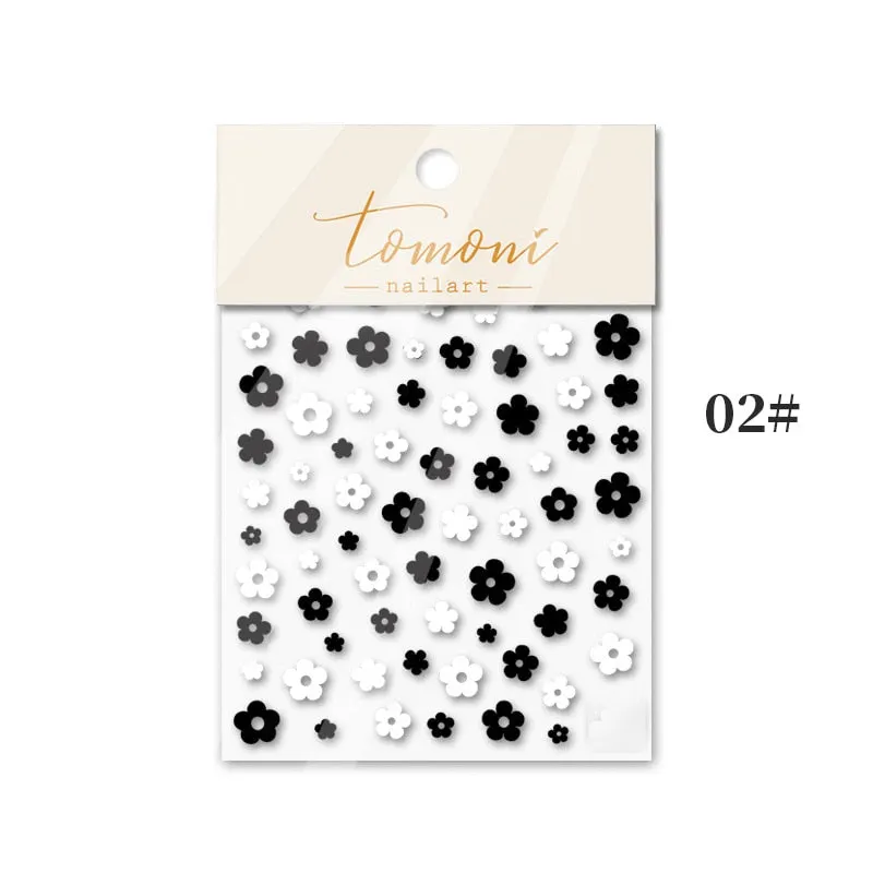 5d Nail Sticker Rainbow Flower DIY Cute White Flower Nail Decals Manicures For Design Sticker Self Adhesive Transfer Foil Decor