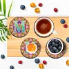 2Pcs/set Diamond Painting Letter Coaster Cup Cushion Home Decor