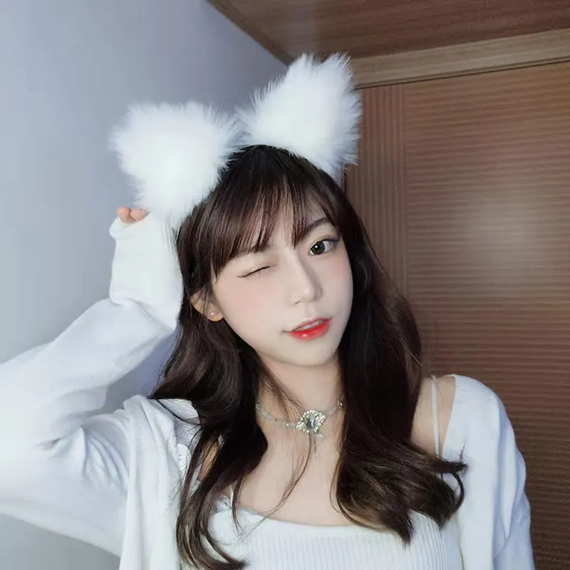 Brownm Sexy Stuffed Fox Fox Ear Head Buff Net Red Live Photo Hair Anchor Card Cute Animal Ear Hair Ornaments