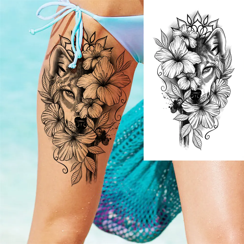 Sdrawing Clock Temporary Tattoo For Men Women Children Skeleton King Dragon Hourglass Black Tattoo Sticker Fake Snake Adults Tatoos