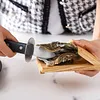 Oyster Knife Shucker Set with Wooden Holder Stainless Steel Oyster Shucking Kit Seafood Tools for Kitchen Restaurant Home Use
