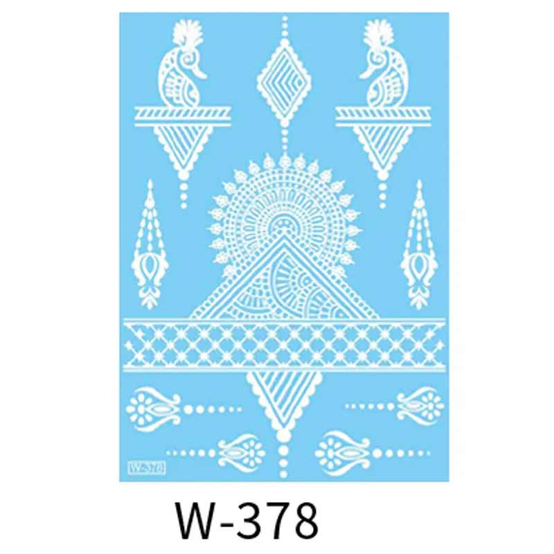 Sexy Henna Mehndi Tattoo White Lace Necklace Flower Water Transfer Temporary Tatoo Sticker Body Art Waterproof for Wedding Beach