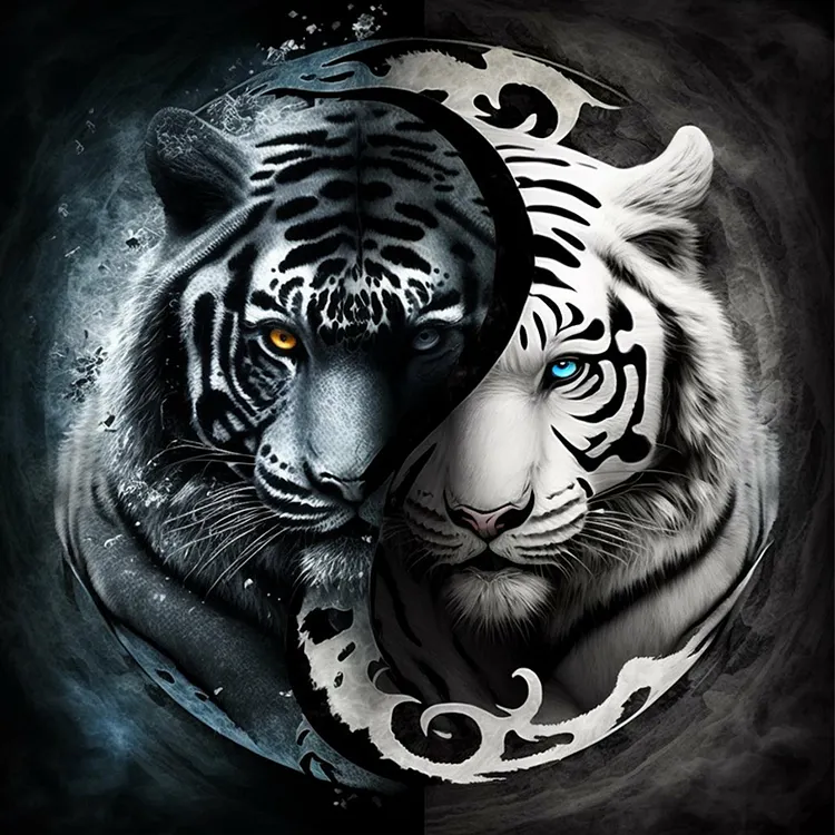 Tai Chi Tiger Painting 30*30CM(Canvas) Full Round Drill Diamond Painting gbfke