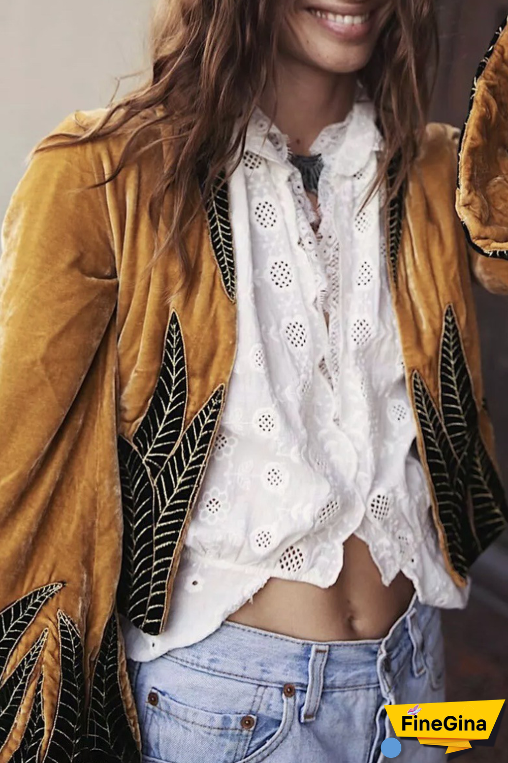 Casual Print Split Joint Cardigan Collar Outerwear