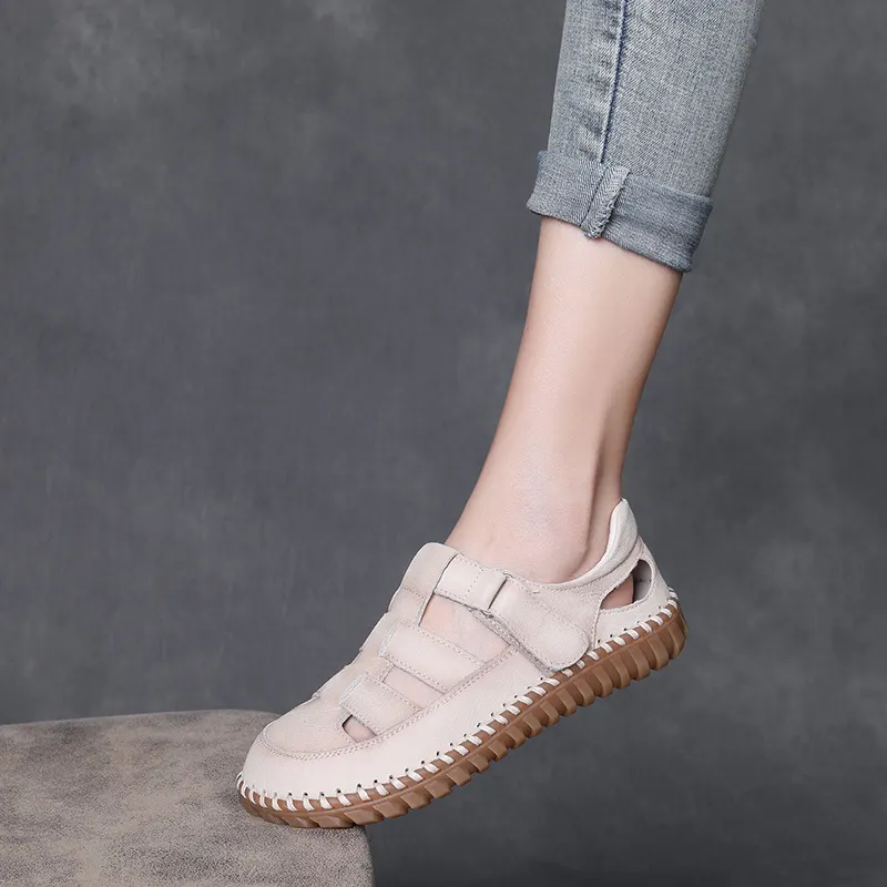 Yyvonne Kraft Hand-Made Retro Hollow Sandals Women 2025 Summer New Comfortable Thick-Soled Casual Roman Sandals