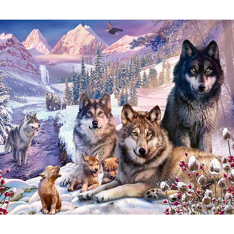 Wolf 50*60CM(Canvas) Full Round Drill Diamond Painting gbfke