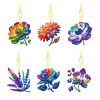 (US Local)6PCS  Colored Flowers DIY Diamond Painting Keychain Diamond Art Kits