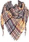 Women's Warm Woollen Scarf Triangle Shawls Winter Scarves Stripe Plaid Scarf