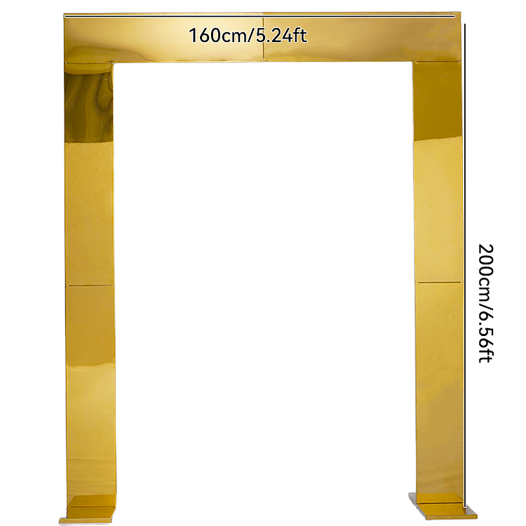 Angela Flower Wedding Props Shiny Gold-Plated Iron Frame Wedding Stage Decoration Stainless Steel Arch Screen A9090