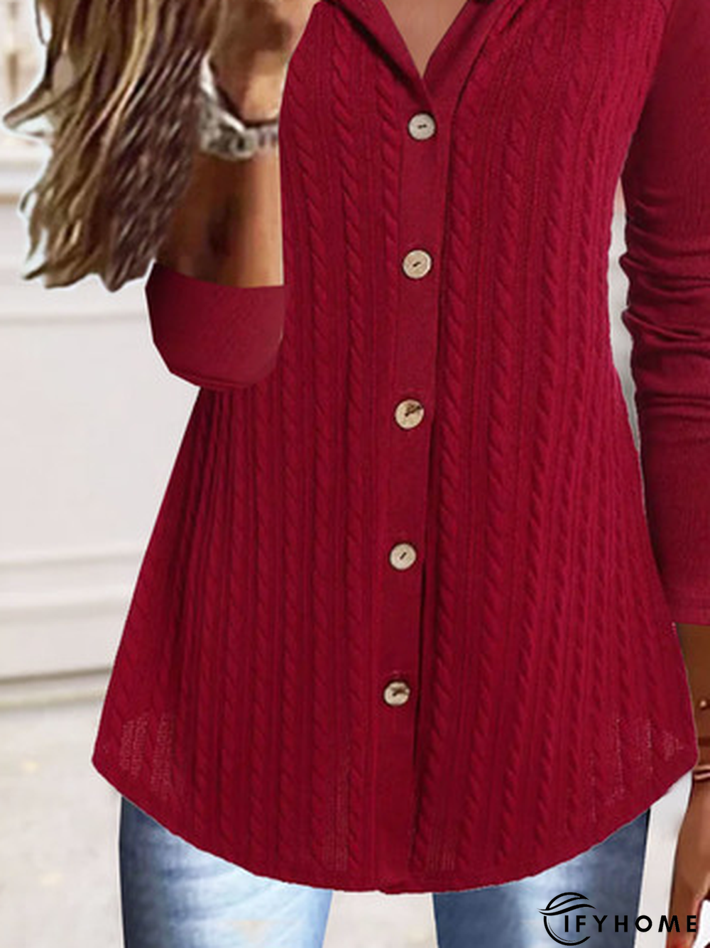 Hoodie Plain Texture Casual Cardigan Coat | IFYHOME
