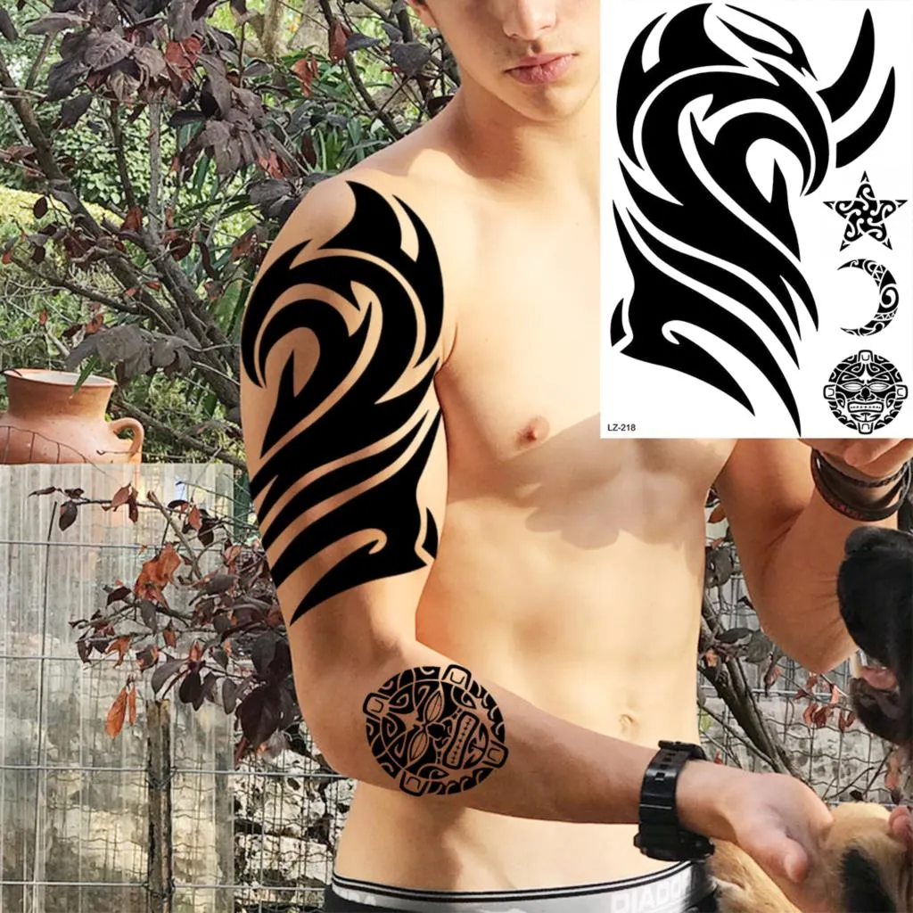 Sdrawing Large Anchor Back Octopus Pirate Skeleton Halloween Temporary Tattoos For Men Adult Compass Wings Fake Tattoo Stickers