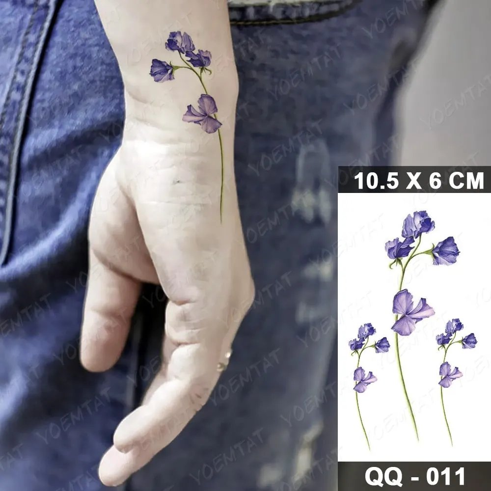 Waterproof Temporary Tattoo Sticker Small Lines Flowers Flash Tatoo Geometry Hand Arm Wrist Fake Tatto For Body Art Women Child