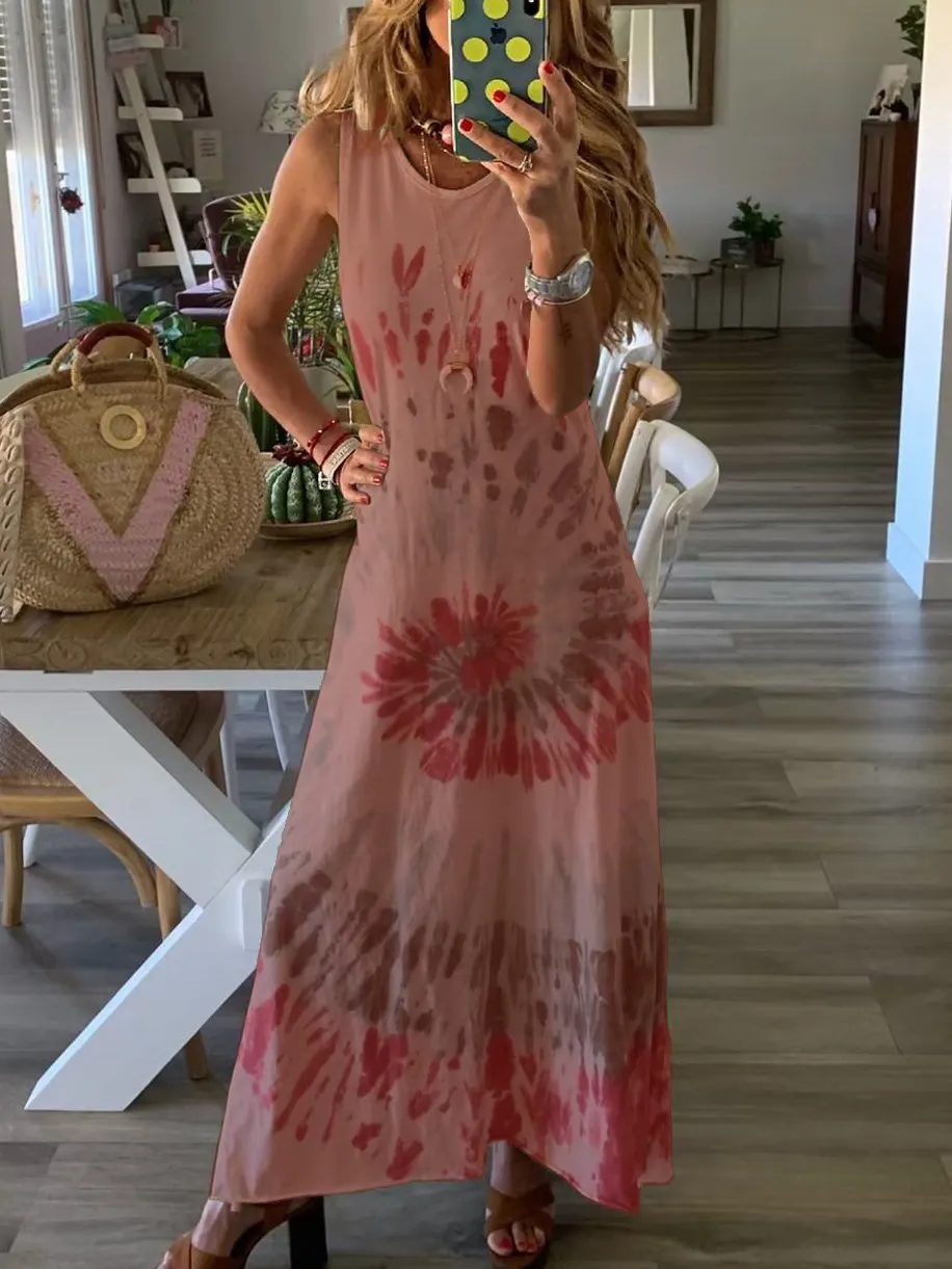 Tie-dye Printed Sleeveless Dress