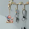 (US Local)6Pcs Double Side Special Shape Optimistic Old Lady Diamond Art Craft Keychain