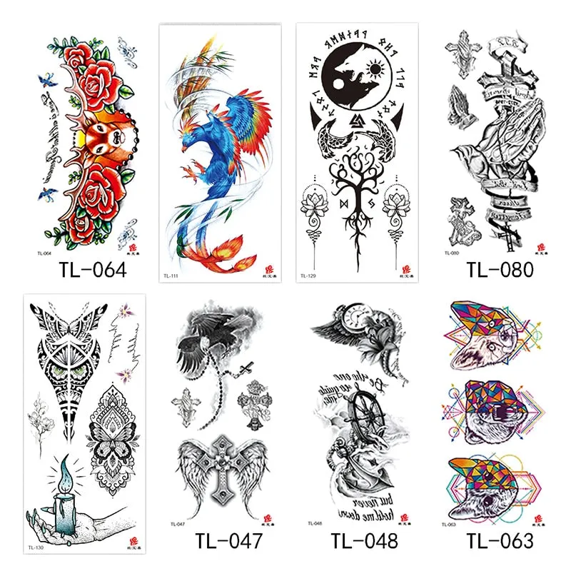 Flower arm waterproof tattoo stickers half arm painted animal durable waterproof European and American temporary tattoo stickers