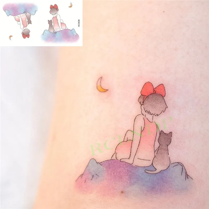 Waterproof Temporary Tattoo Sticker Cute Colorful Cartoon Bear Flash Tatoo Fake Tatto Body Art for Woman Men