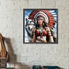 Indian Woman And Wolf-Full Round Diamond Painting 40*40CM