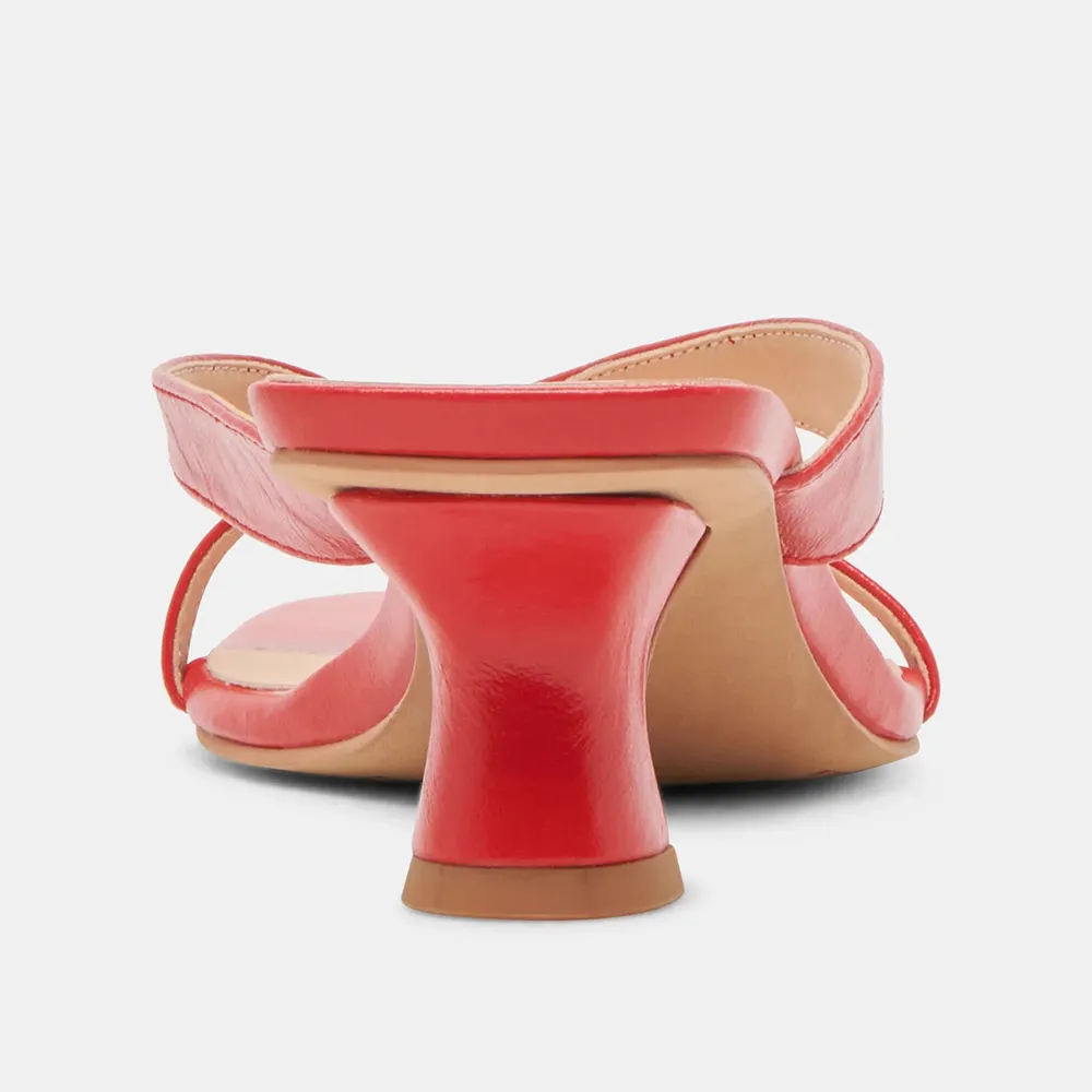 Casual Open Square Toe Flip Flop Women's Heel Sandals in Red