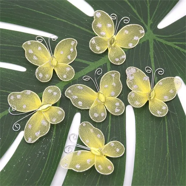 100Pcs  Multicolor Mesh PVC Butterfly 3D Wall Stickers For Girl Kids Baby Rooms Kitchen Fridge Wedding Home Decoration