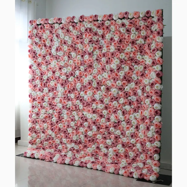 Presents: Blush and Whisper &ndash; A Dreamy Assembly of Light Pink & Cream Fabric Roses &ndash; Perfect Floral Wall for Weddings, Events & Elegant Interior Decor.-VF-216