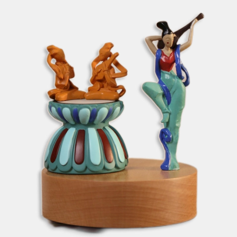 Dunhuang Music Box Playing Pipa Statue Sogdian Whirl Chinoiserie Gifts
