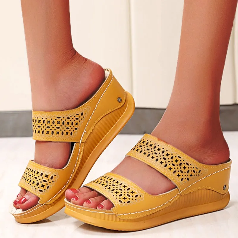 2022 Sandals Women Comfortable Open Toe Beach Sandals Women Shoes Outdoor Female Slippers Slip On Wedge Sandals Footwear Slides