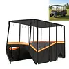 [US Local Warehouse] Fits 6-Person Golf Cart Rain Cover with Transparent Windshield & Reflective Strips 600D Waterproof Oxford Fabric Outdoor Golf Cart Protector Compatible with Club Car & for EZGO