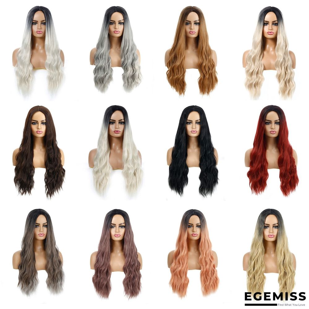 Wavy Curly Hair Ladies Wig Headgear Gradient Long Curly Hair | EGEMISS