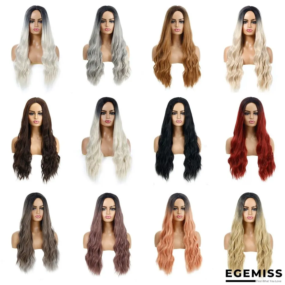 Wavy Curly Hair Ladies Wig Headgear Gradient Long Curly Hair | EGEMISS