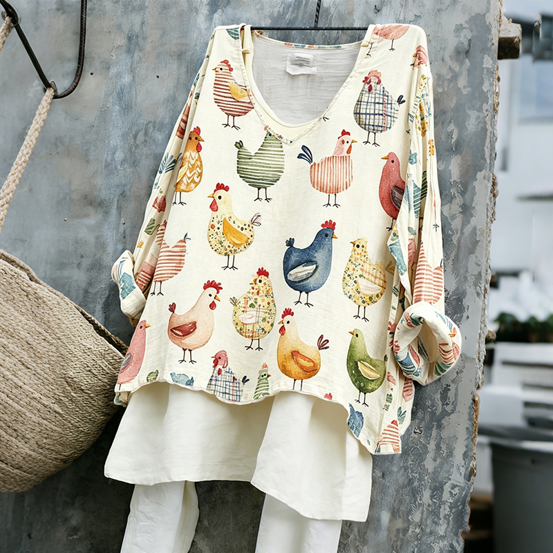 Comstylish Women's Fun Chicken Art Print T-shirtrt