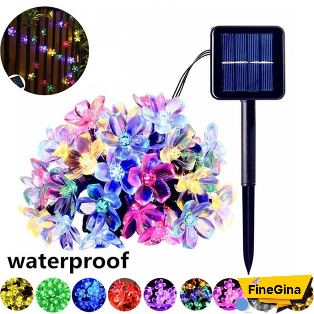 Outdoor Solar Fairy Lights Cherry Blossoms Solar Christmas Lighting For The Courtyard Outdoor Decorative Lighting Colourful Lamp