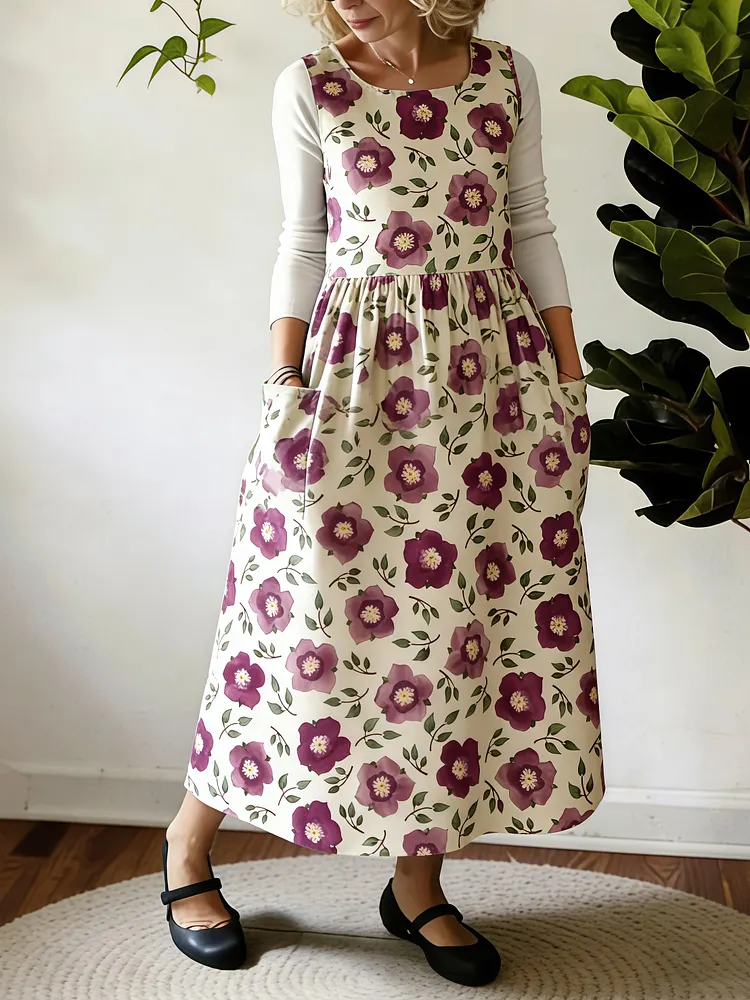 Purple Garden Floral Apron