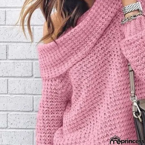Openwork Off-Shoulder Sweater