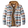 Men's Classic Flannel Retro Plaid Shirt Hooded Jacket Coat