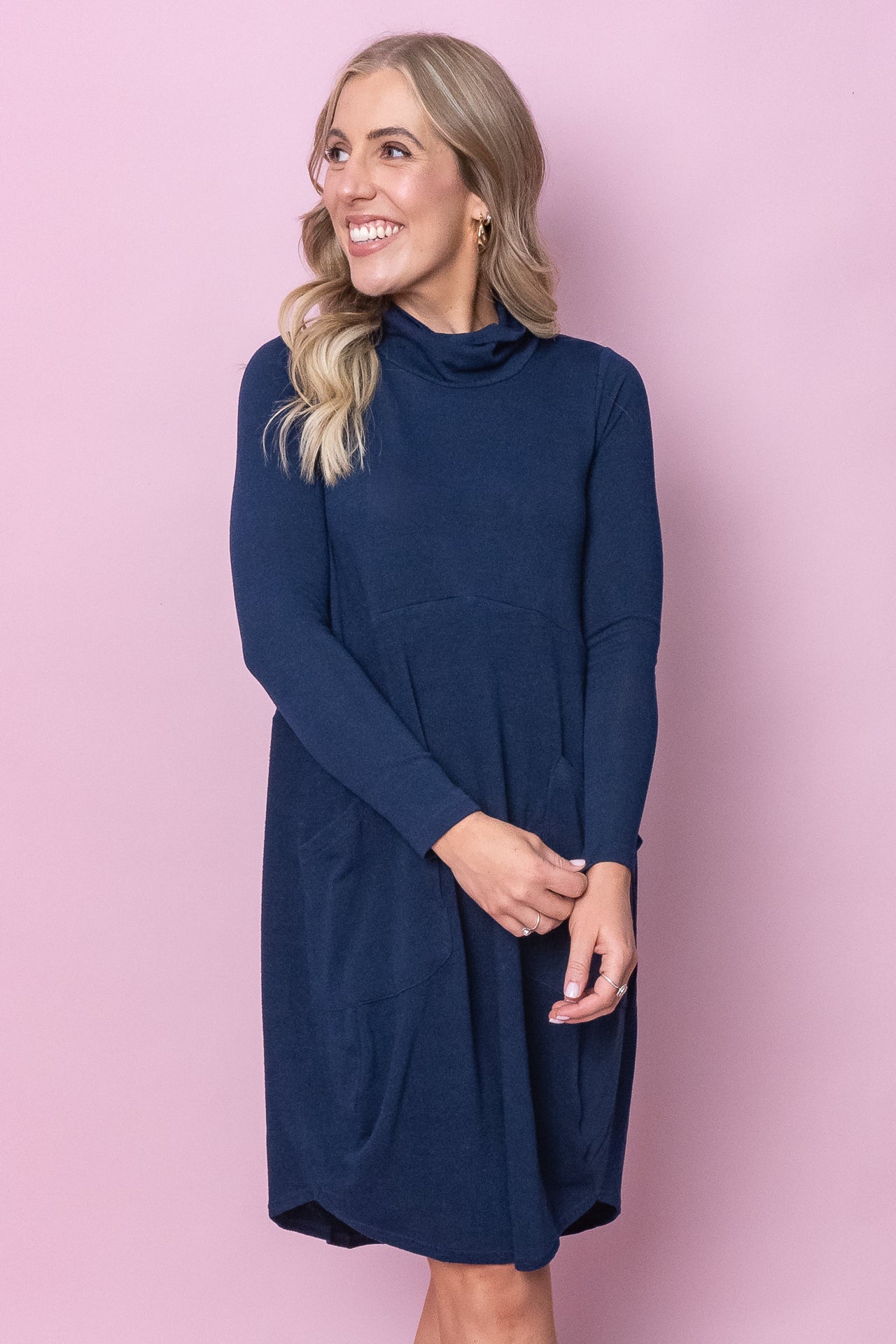 Darwin Long Sleeve Dress in Navy