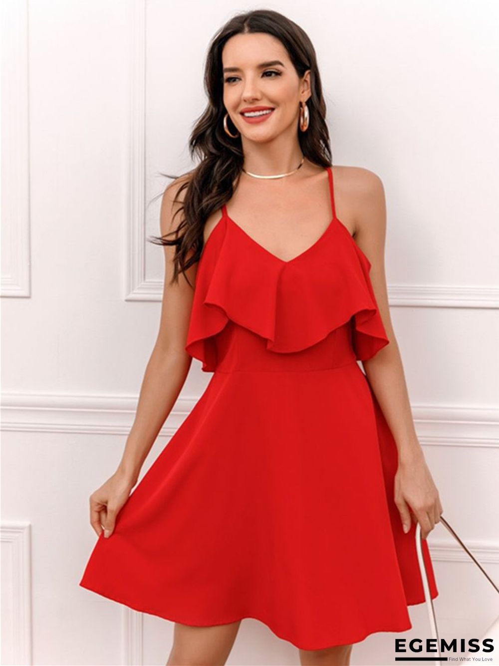 Fashion V-neck Backless Suspender Dress | EGEMISS