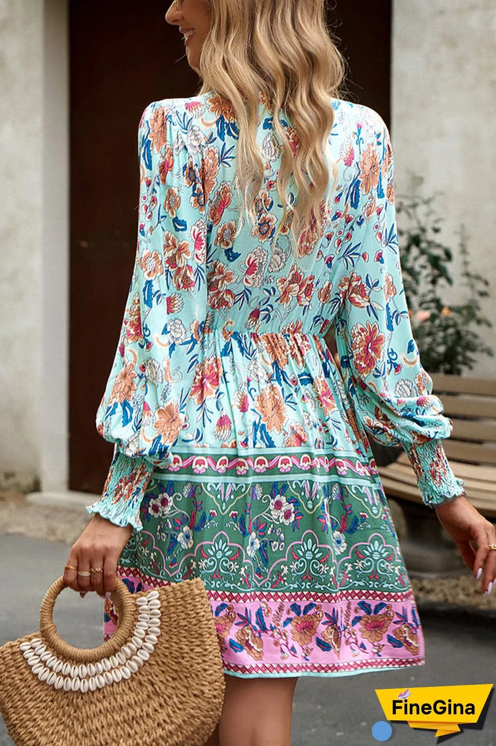Fashion Casual Printed Long Sleeve Dress