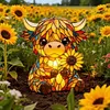 LED 3D Animal Night Lamps Sunflower Highland Cow Table Lamp Cute Bedside Decorations Lamp USB Handcrafted Stained Glass Night Light for Living Room Desk Decor