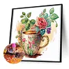 >SALE<5D DIY Partial Special Shaped Drill Diamond Painting Rose Coffee Decor 30x30cm