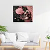 Skull Pink Roses-Full Round Diamond Painting 50*60CM