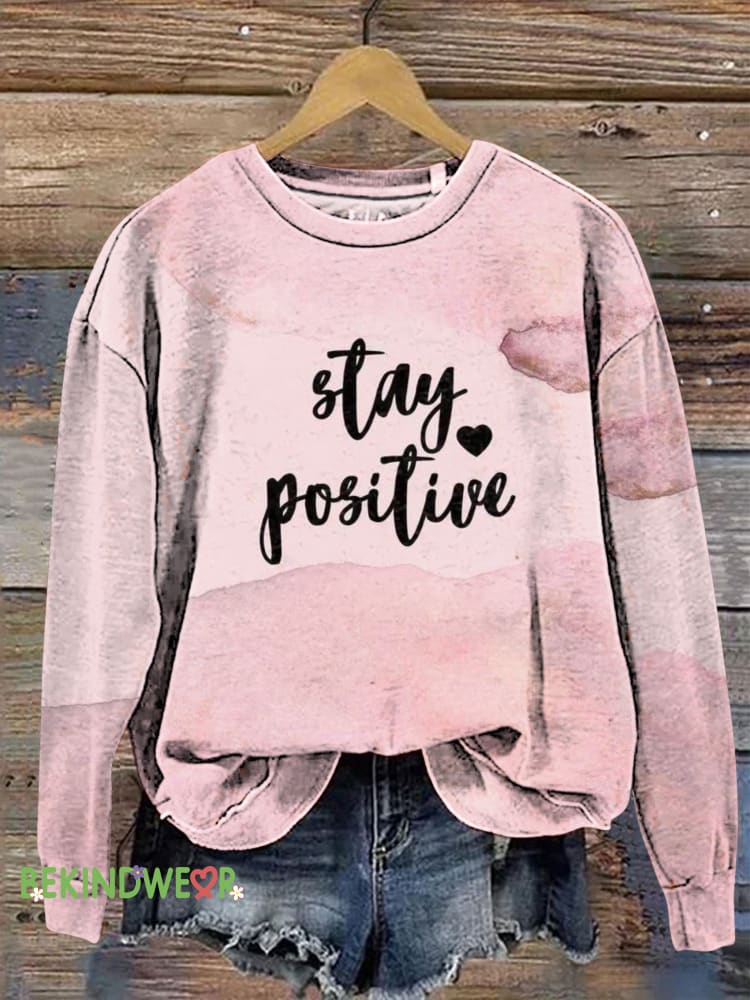 Stay Positive Printed Casual Sweatshirt Multicolor / S